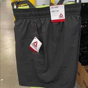 Reebok Charcoal 2-in-1 Athletic Shorts